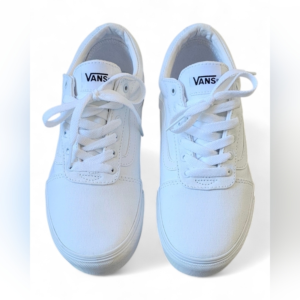 Vans Ward Youth Girls Low Top All White Sneakers Size 5